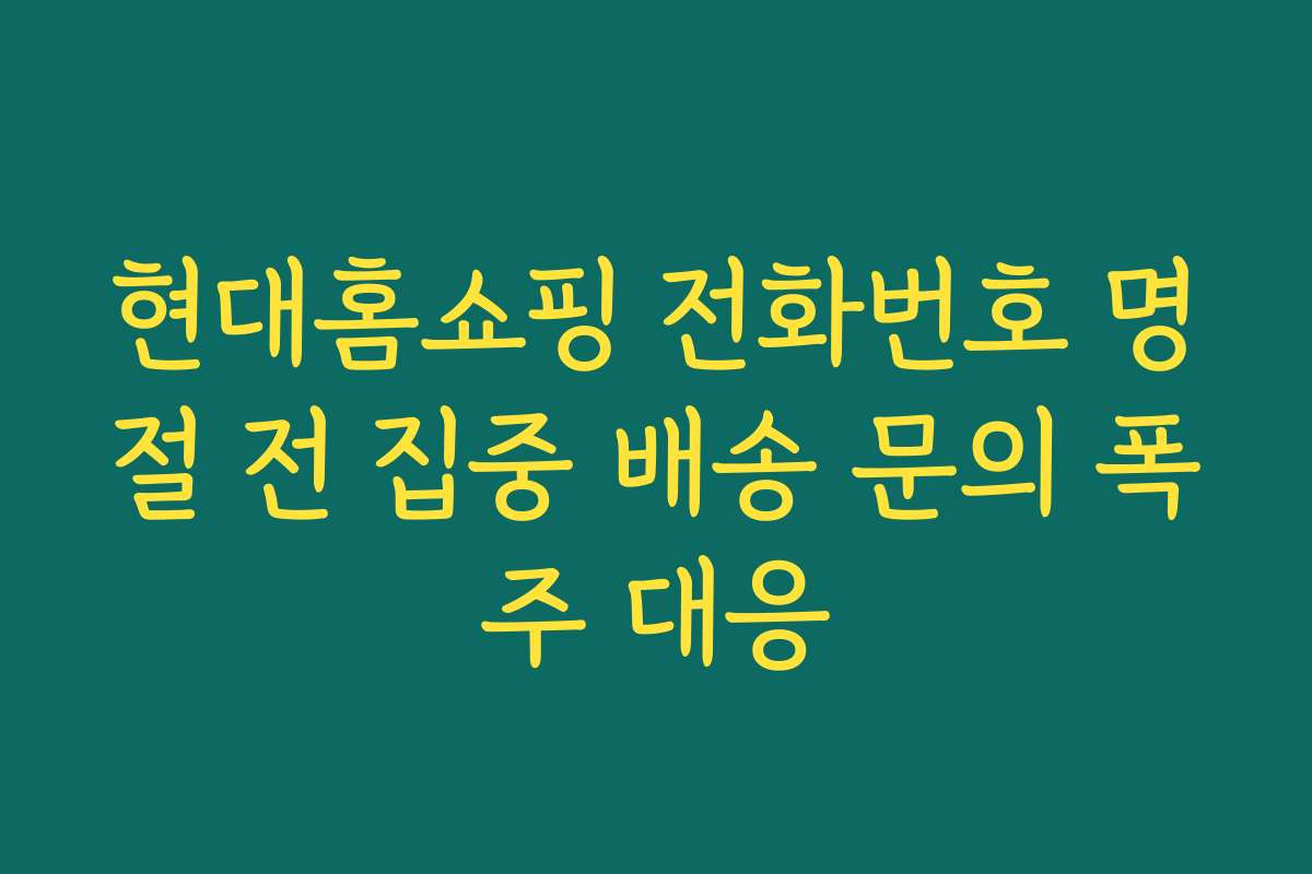 현대홈쇼핑 전화번호 명절 전 집중 배송 문의 폭주 대응 현대홈쇼핑 전화번호 명절 전 집중 배송 문의 폭주 대응