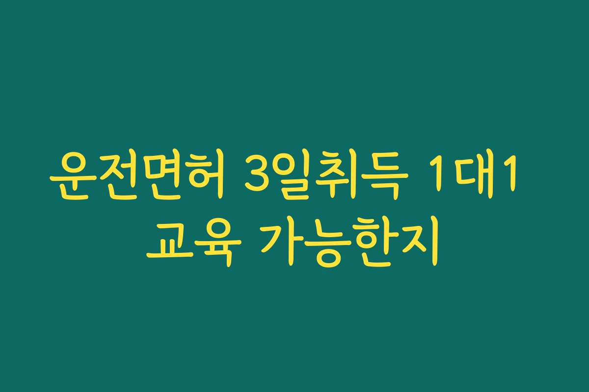 운전면허 3일취득 1대1 교육 가능한지 운전면허 3일취득 1대1 교육 가능한지
