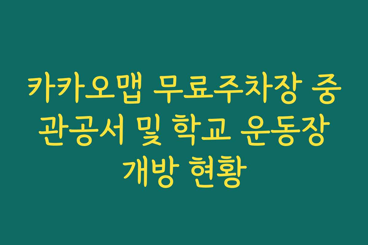 카카오맵 무료주차장 중 관공서 및 학교 운동장 개방 현황