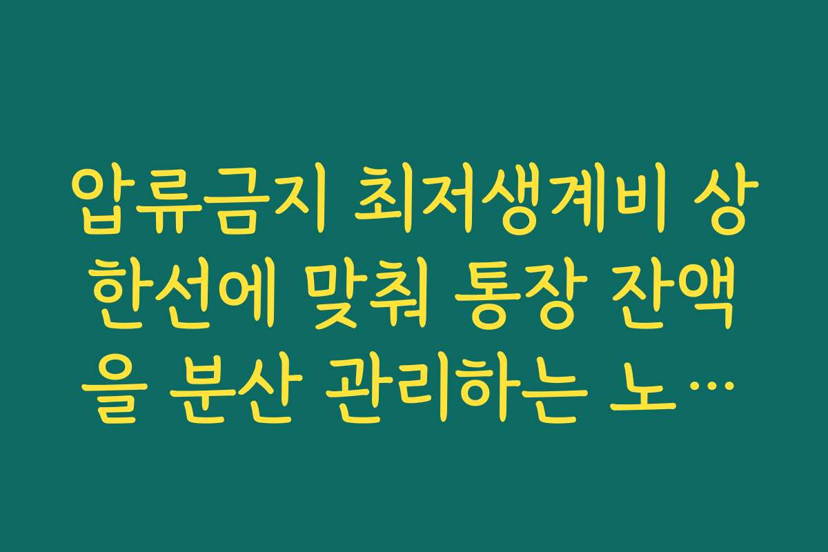 압류금지 최저생계비 상한선에 맞춰 통장 잔액을 분산 관리하는 노하우