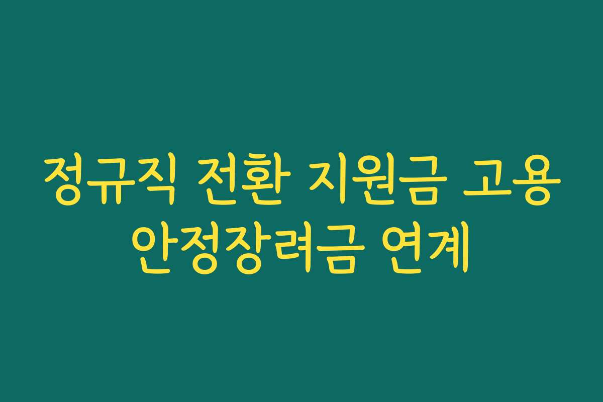 정규직 전환 지원금 고용안정장려금 연계