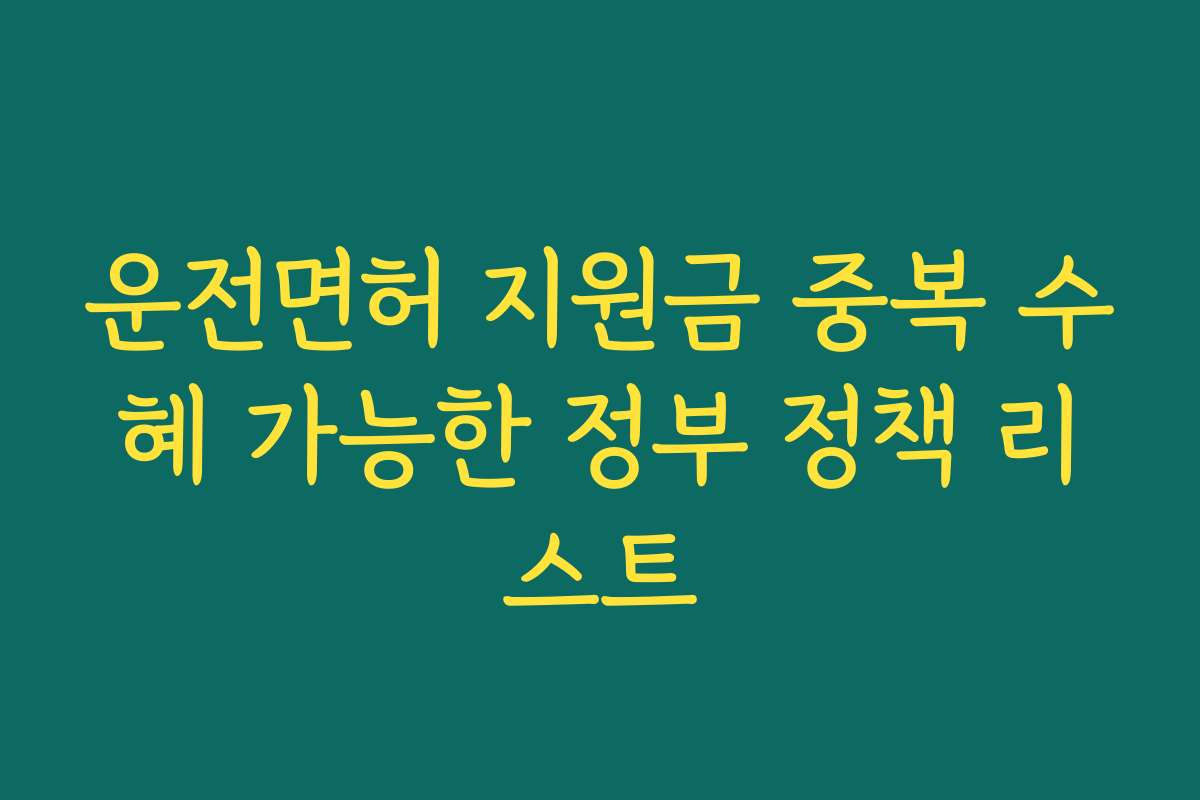 운전면허 지원금 중복 수혜 가능한 정부 정책 리스트 운전면허 지원금 중복 수혜 가능한 정부 정책 리스트