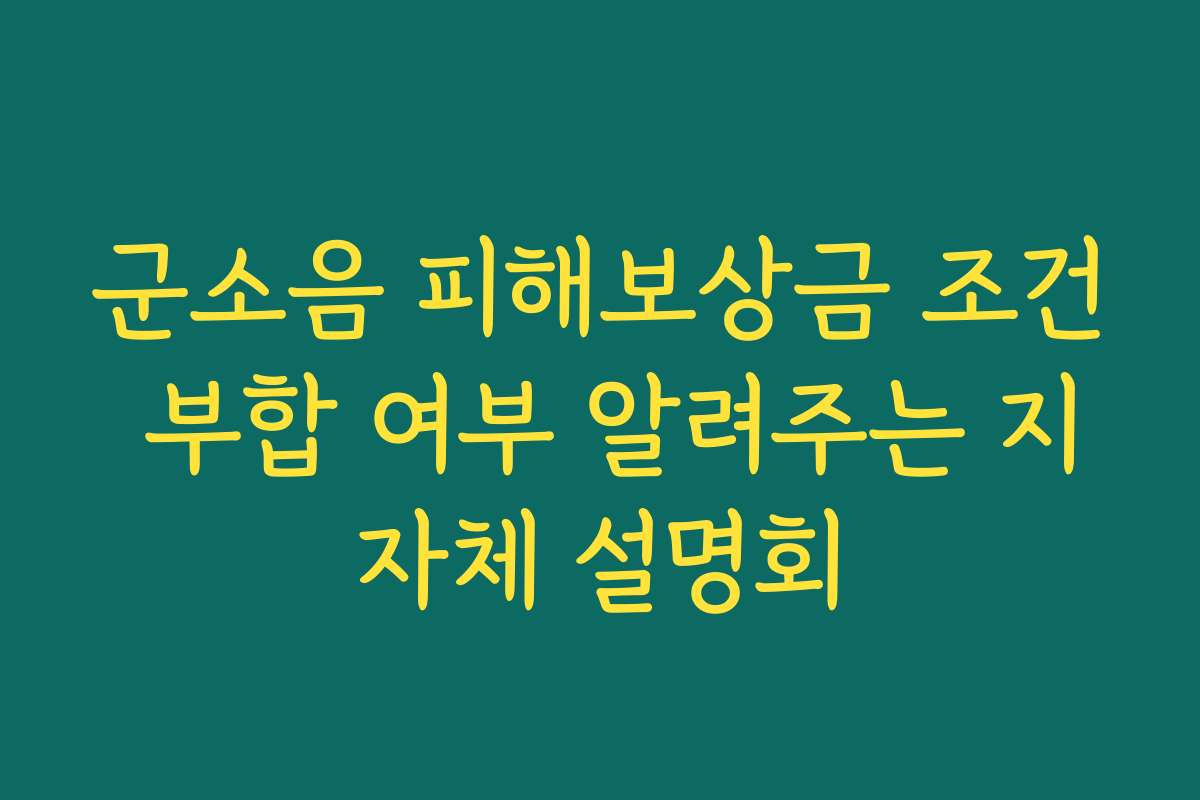 군소음 피해보상금 조건 부합 여부 알려주는 지자체 설명회