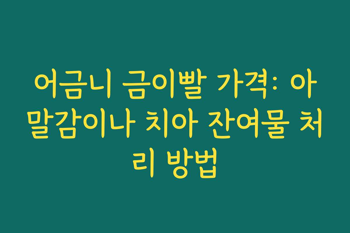 어금니 금이빨 가격: 아말감이나 치아 잔여물 처리 방법