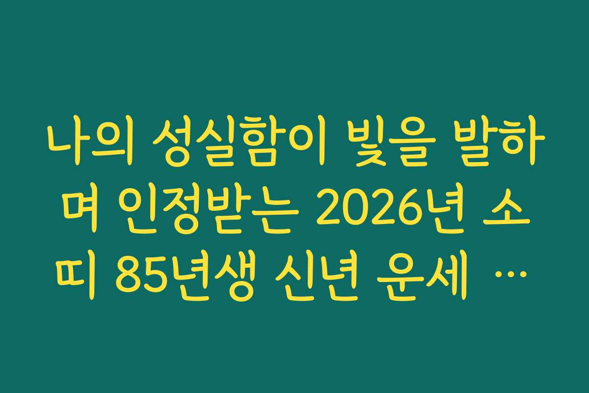 나의 성실함이 빛을 발하며 인정받는 2026년 소띠 85년생 신년 운세 예견 나의 성실함이 빛을 발하며 인정받는 2026년 소띠 85년생 신년 운세 예견