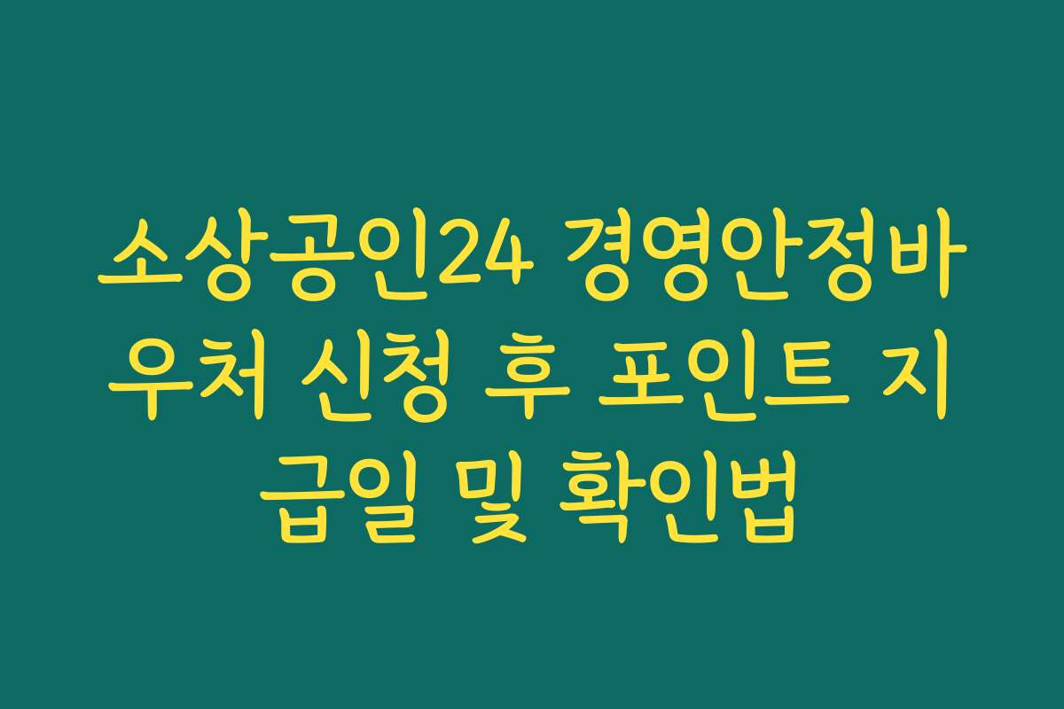 소상공인24 경영안정바우처 신청 후 포인트 지급일 및 확인법
