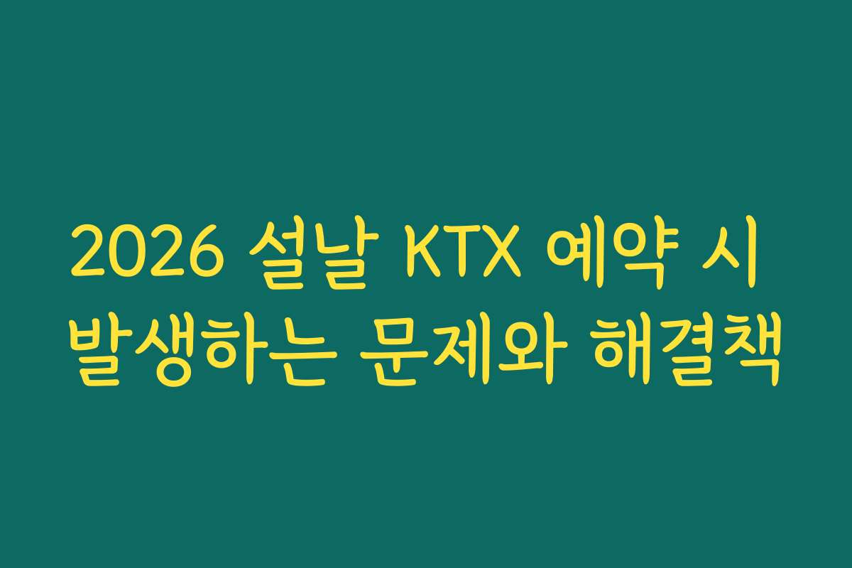 2026 설날 KTX 예약 시 발생하는 문제와 해결책 2026 설날 KTX 예약 시 발생하는 문제와 해결책