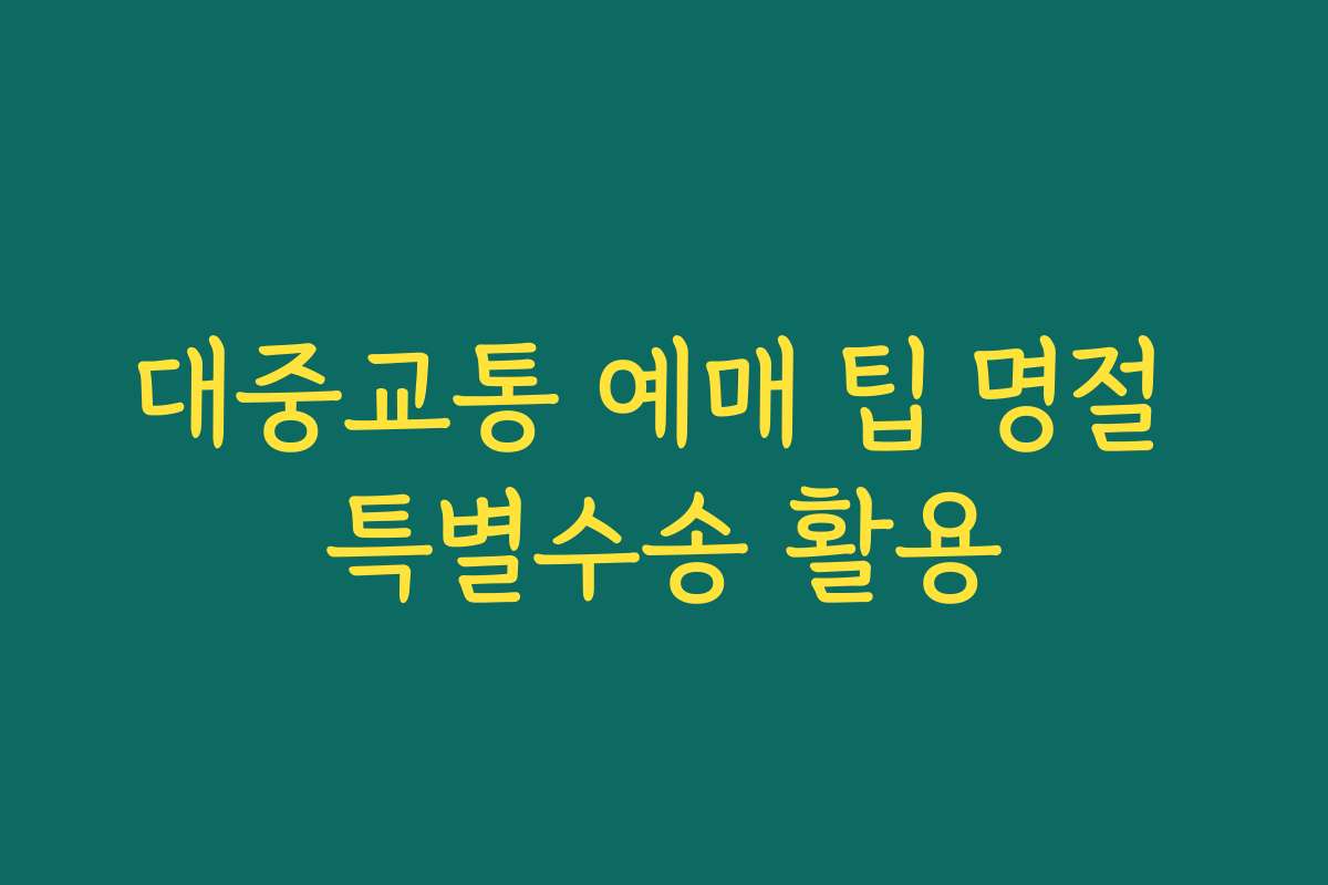 대중교통 예매 팁 명절 특별수송 활용