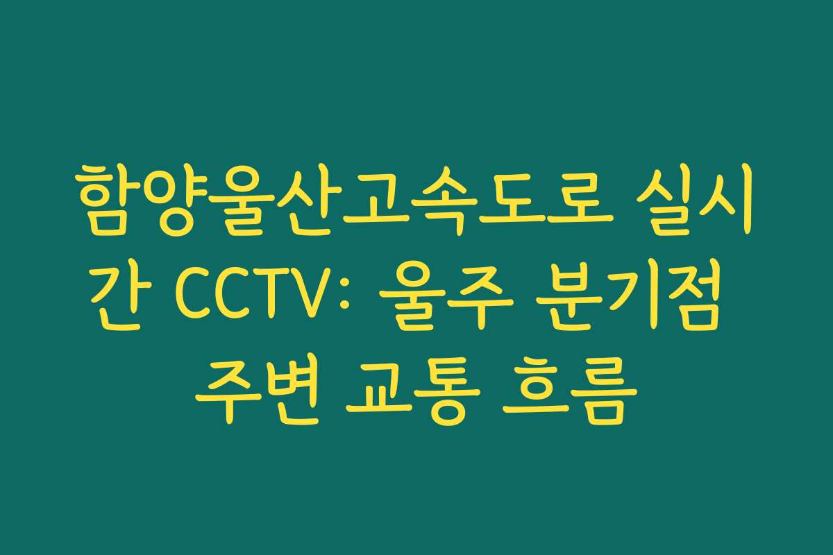 함양울산고속도로 실시간 CCTV: 울주 분기점 주변 교통 흐름