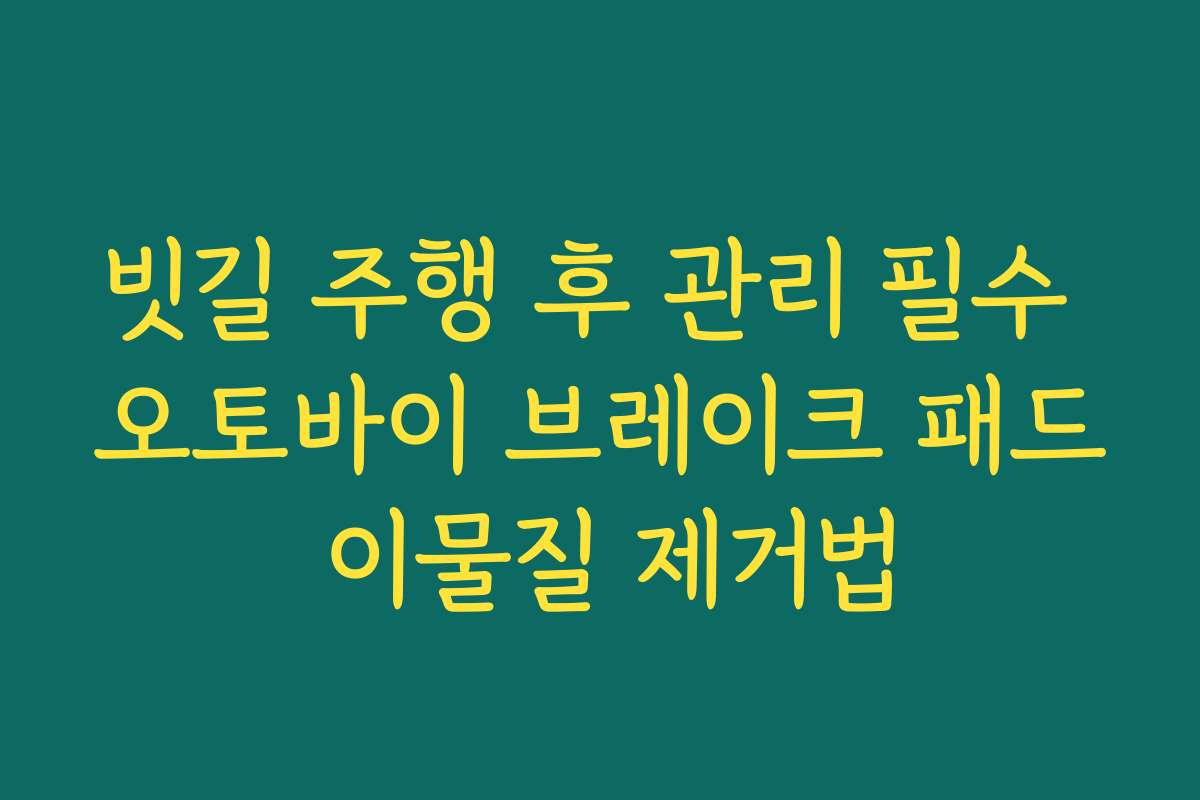 빗길 주행 후 관리 필수 오토바이 브레이크 패드 이물질 제거법