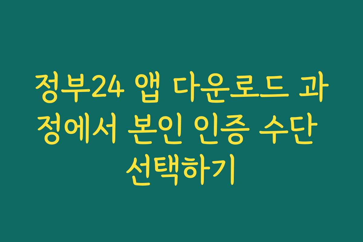정부24 앱 다운로드 과정에서 본인 인증 수단 선택하기 정부24 앱 다운로드 과정에서 본인 인증 수단 선택하기