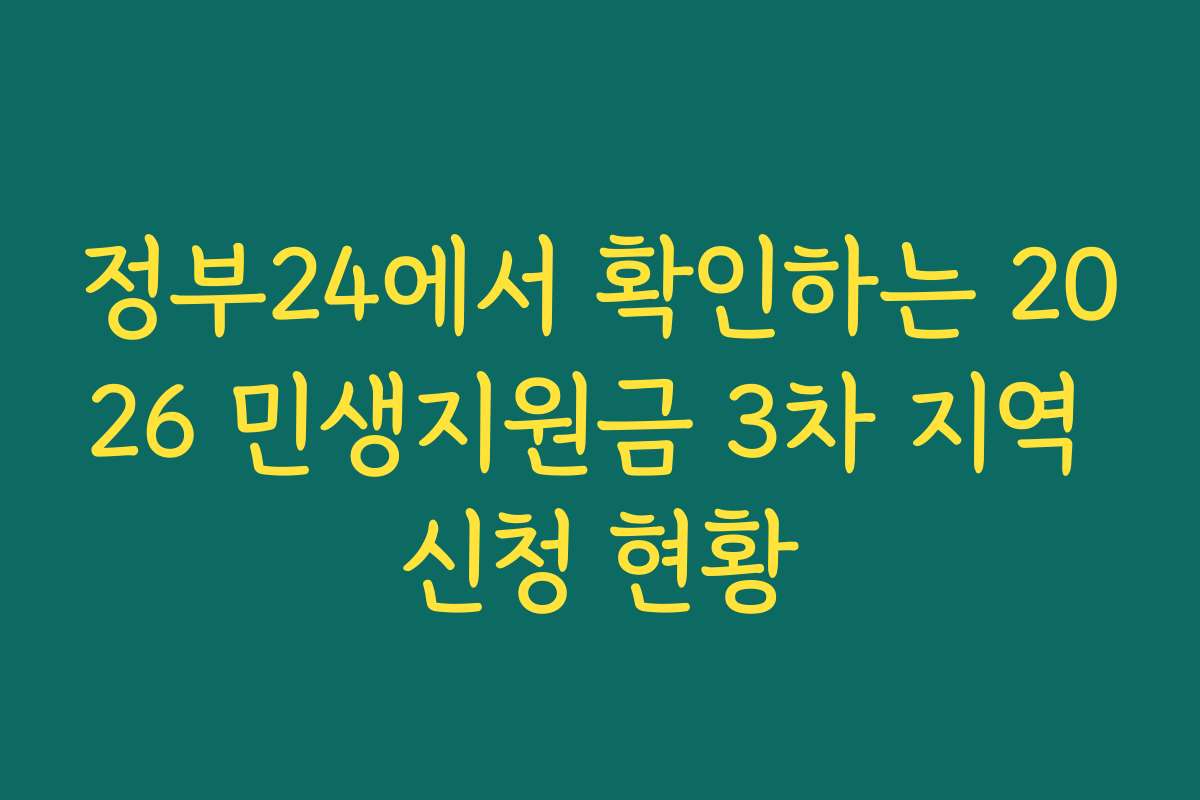 정부24에서 확인하는 2026 민생지원금 3차 지역 신청 현황