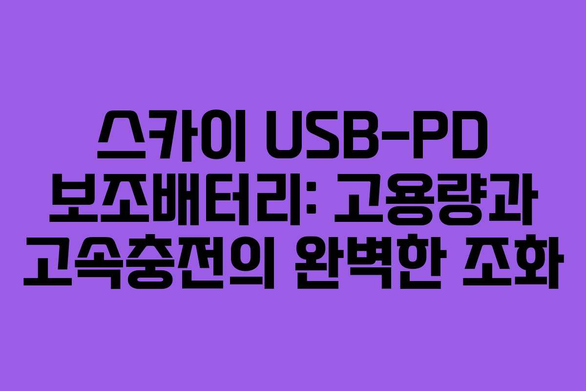 스카이 USB-PD 보조배터리: 고용량과 고속충전의 완벽한 조화