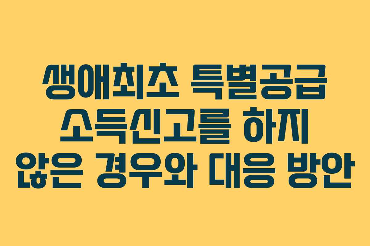 생애최초 특별공급 소득신고를 하지 않은 경우와 대응 방안