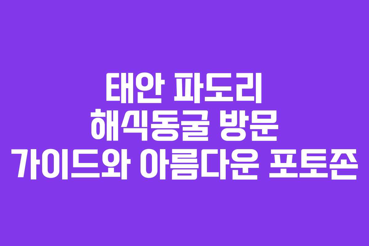 태안 파도리 해식동굴 방문 가이드와 아름다운 포토존