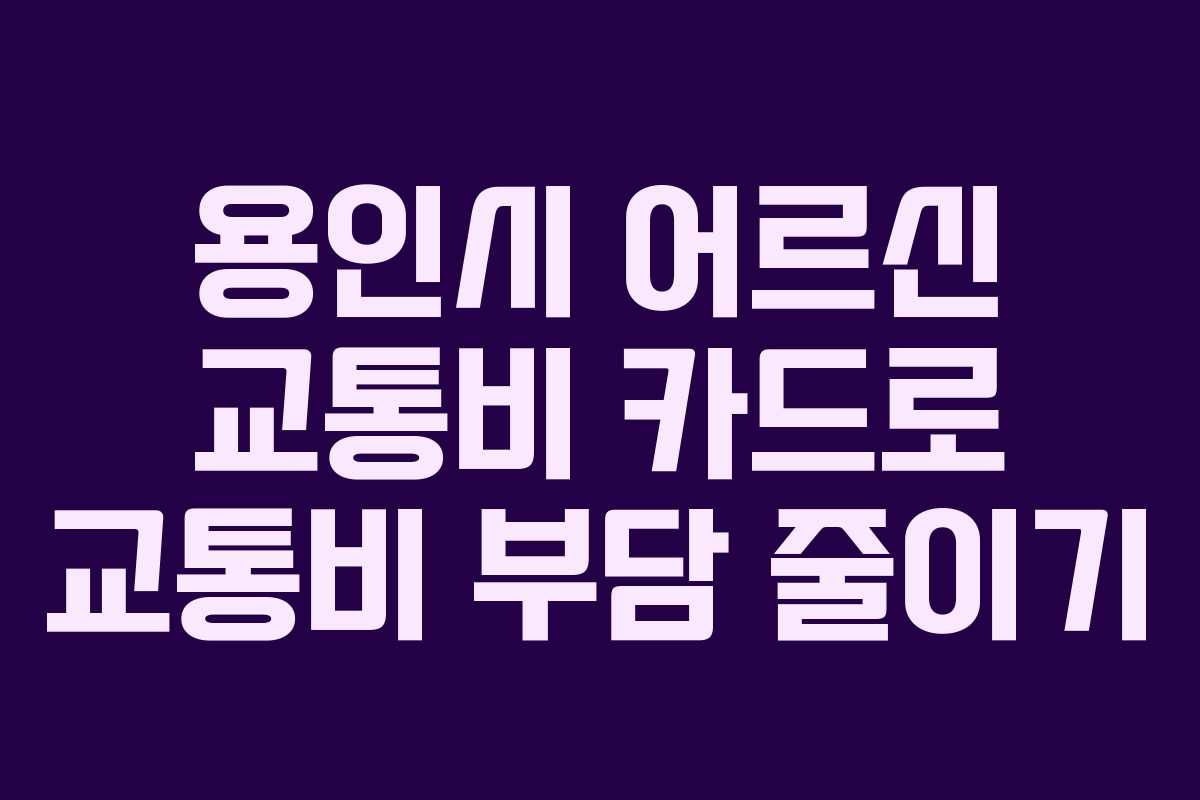 용인시 어르신 교통비 카드로 교통비 부담 줄이기 용인시 어르신 교통비 카드로 교통비 부담 줄이기
