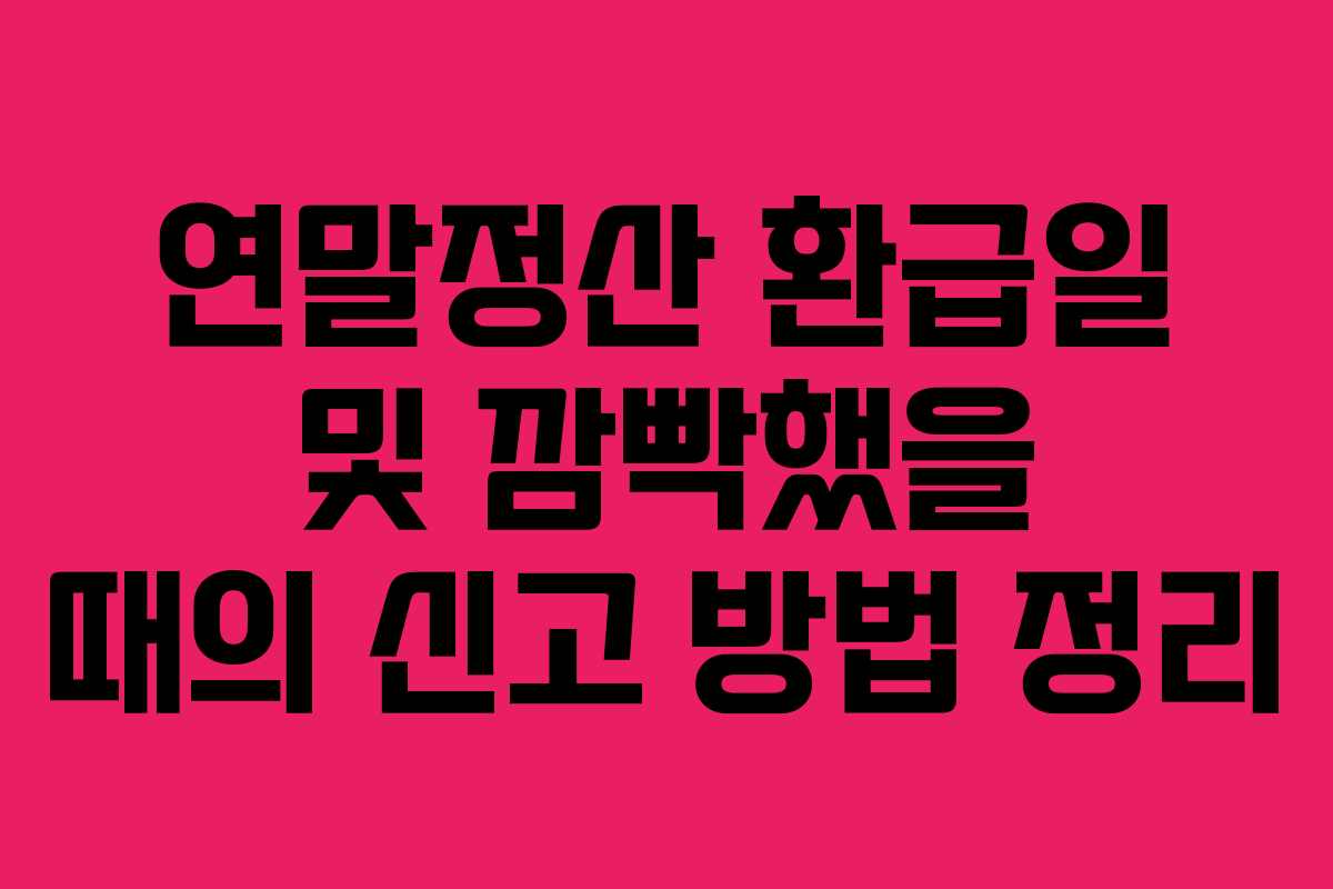 연말정산 환급일 및 깜빡했을 때의 신고 방법 정리