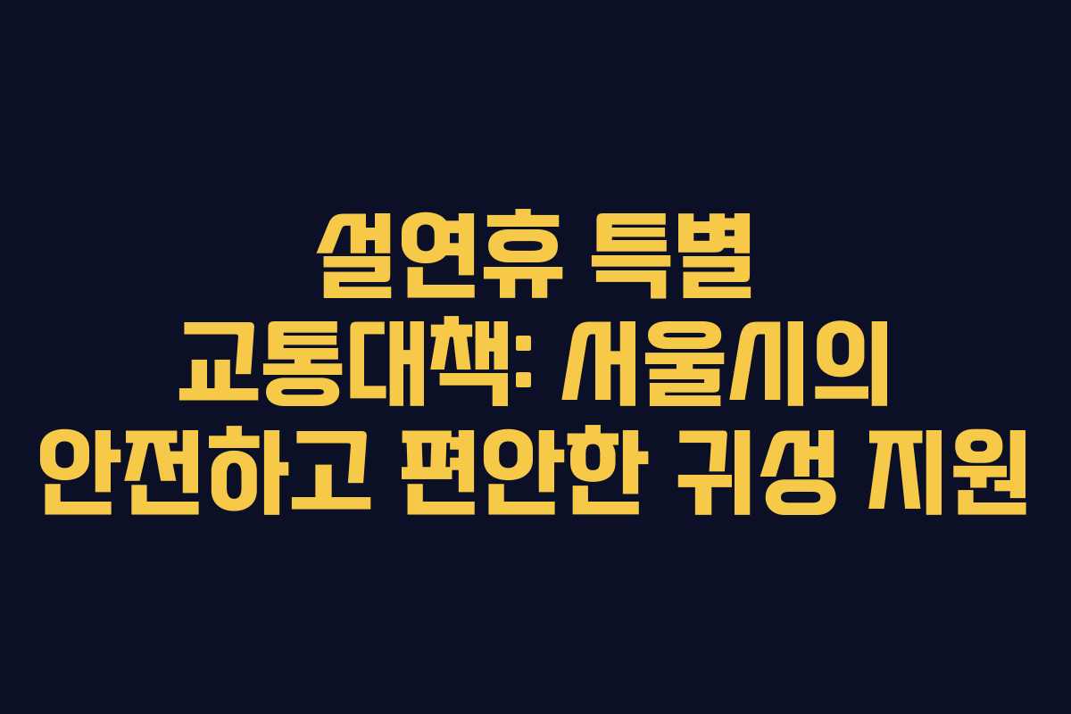 설연휴 특별 교통대책: 서울시의 안전하고 편안한 귀성 지원