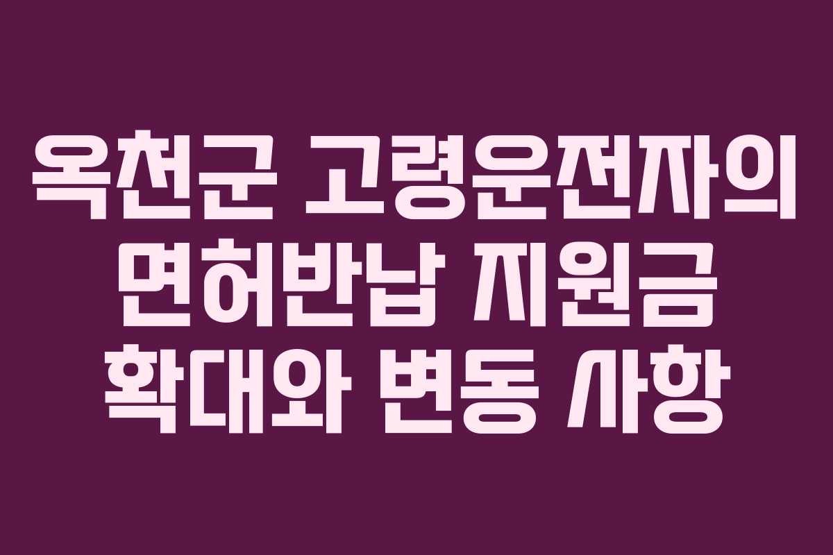 옥천군 고령운전자의 면허반납 지원금 확대와 변동 사항