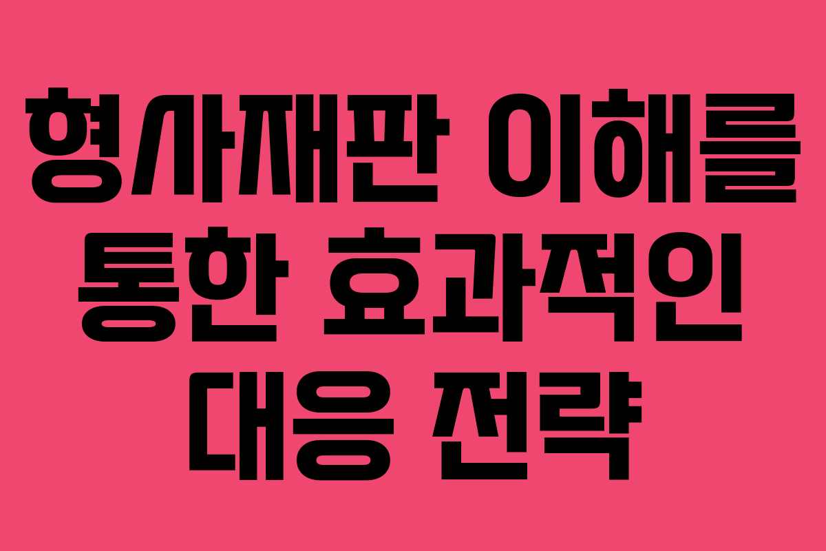 형사재판 이해를 통한 효과적인 대응 전략 형사재판 이해를 통한 효과적인 대응 전략