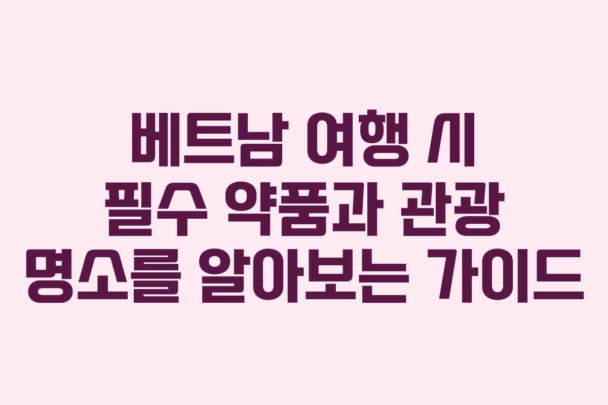 베트남 여행 시 필수 약품과 관광 명소를 알아보는 가이드