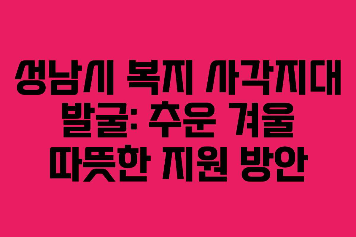 성남시 복지 사각지대 발굴: 추운 겨울 따뜻한 지원 방안