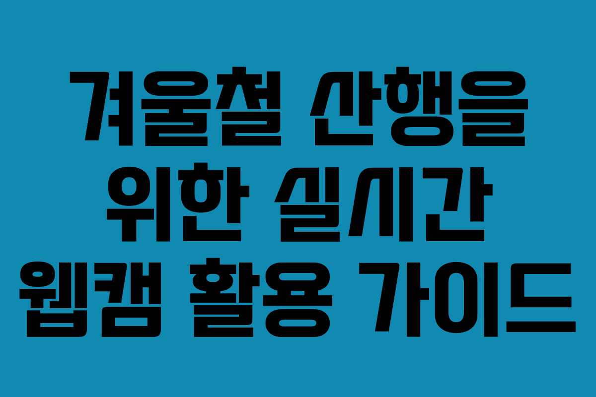 겨울철 산행을 위한 실시간 웹캠 활용 가이드