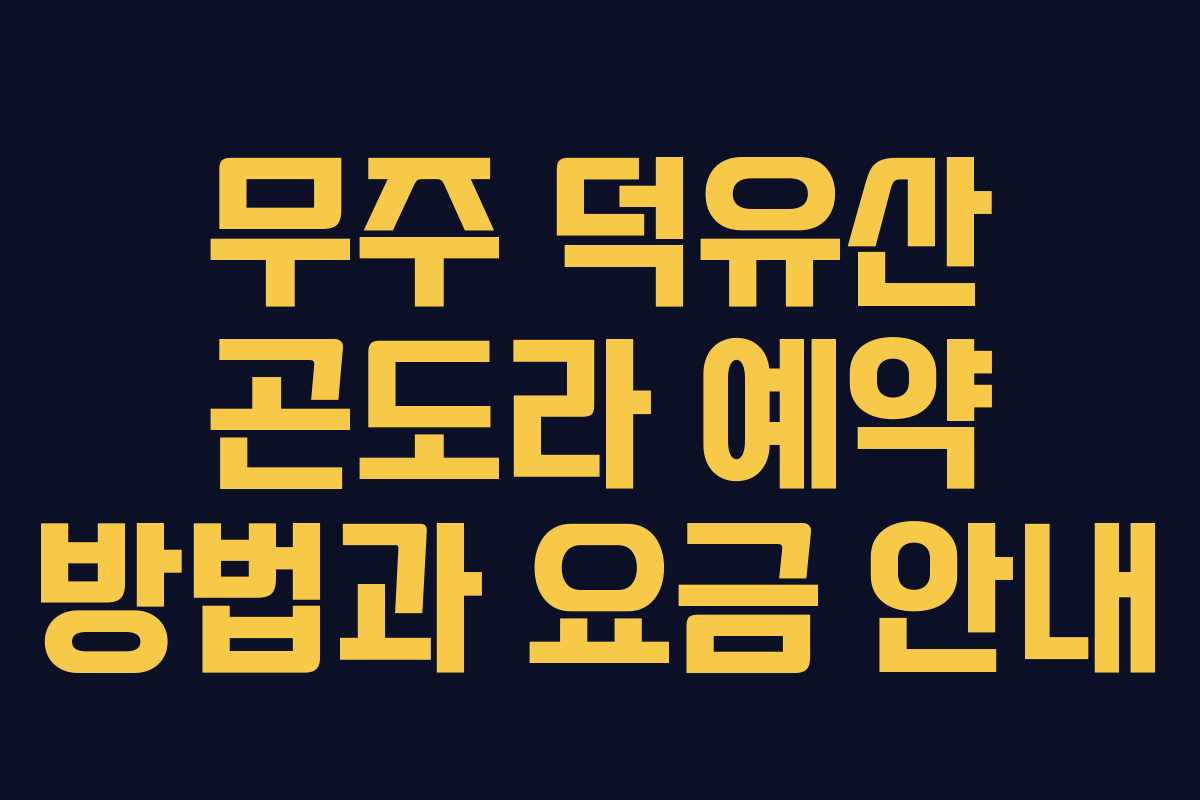무주 덕유산 곤도라 예약 방법과 요금 안내