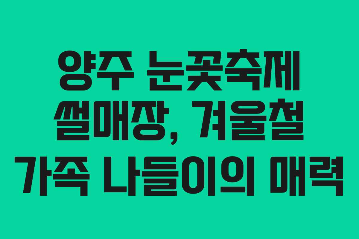 양주 눈꽃축제 썰매장, 겨울철 가족 나들이의 매력