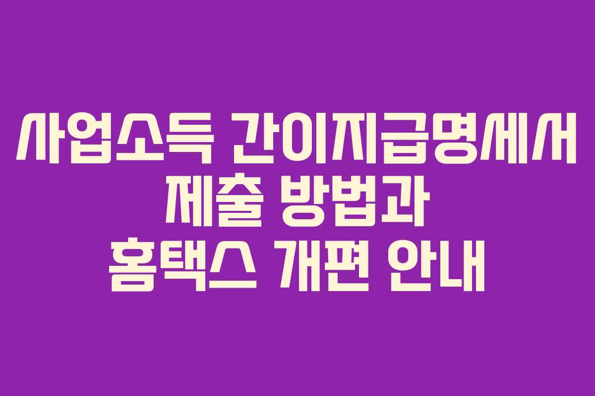 사업소득 간이지급명세서 제출 방법과 홈택스 개편 안내 사업소득 간이지급명세서 제출 방법과 홈택스 개편 안내