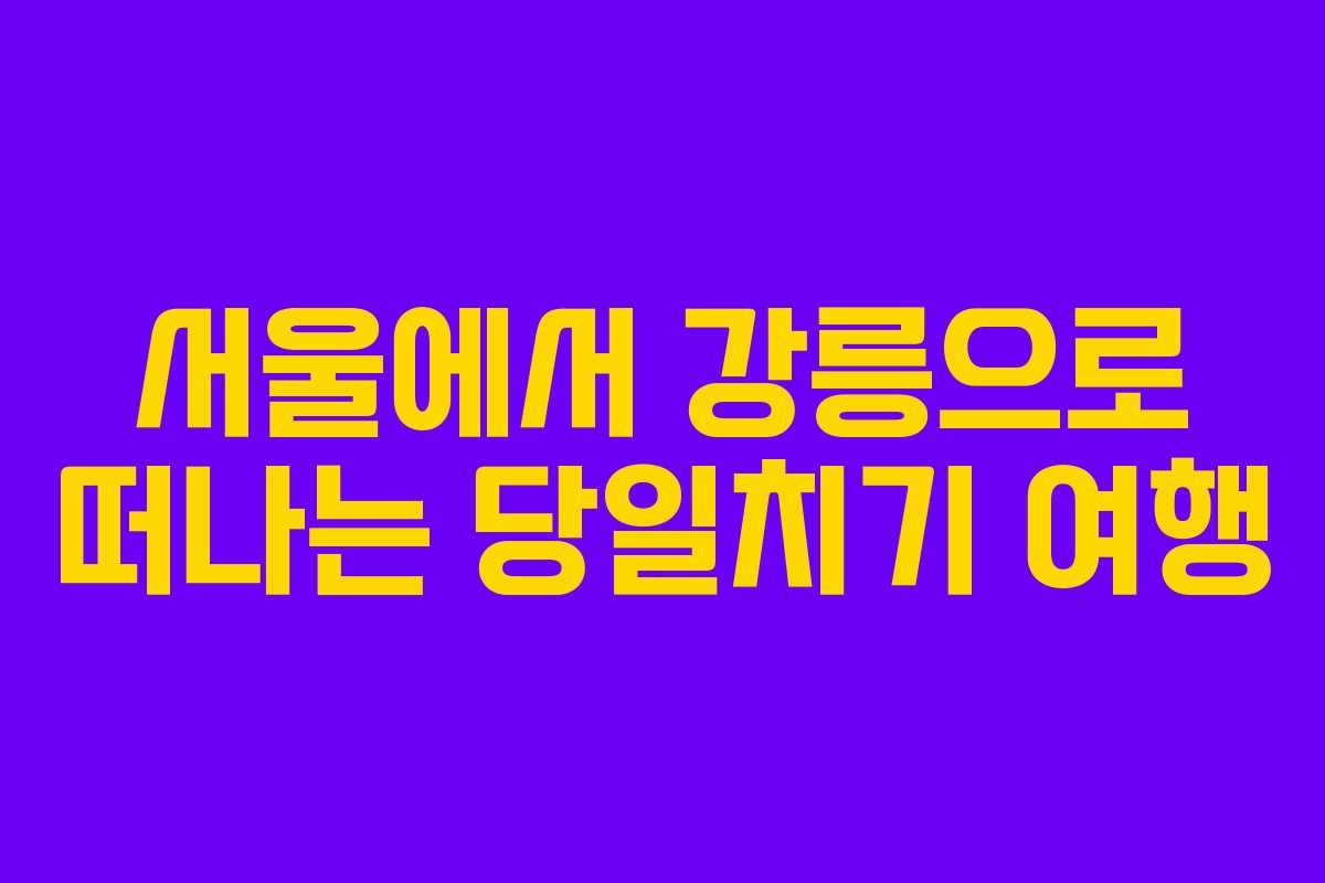 서울에서 강릉으로 떠나는 당일치기 여행