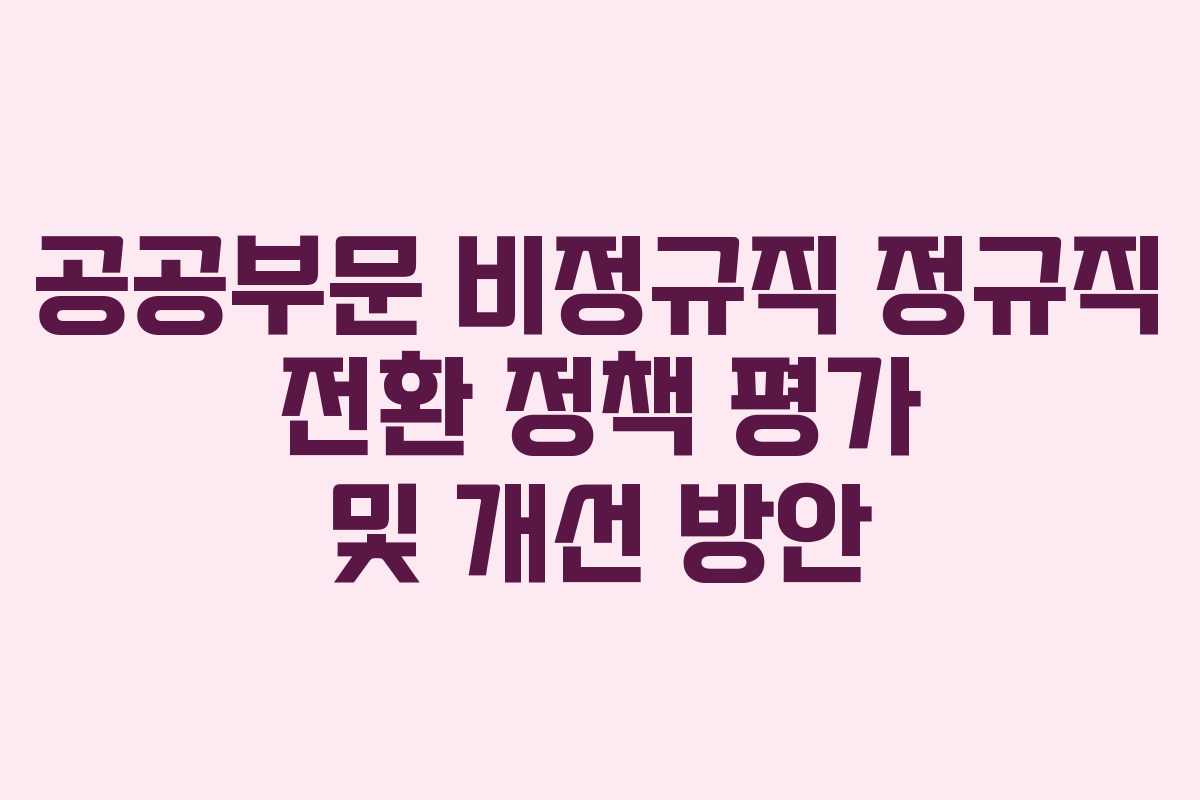 공공부문 비정규직 정규직 전환 정책 평가 및 개선 방안 공공부문 비정규직 정규직 전환 정책 평가 및 개선 방안