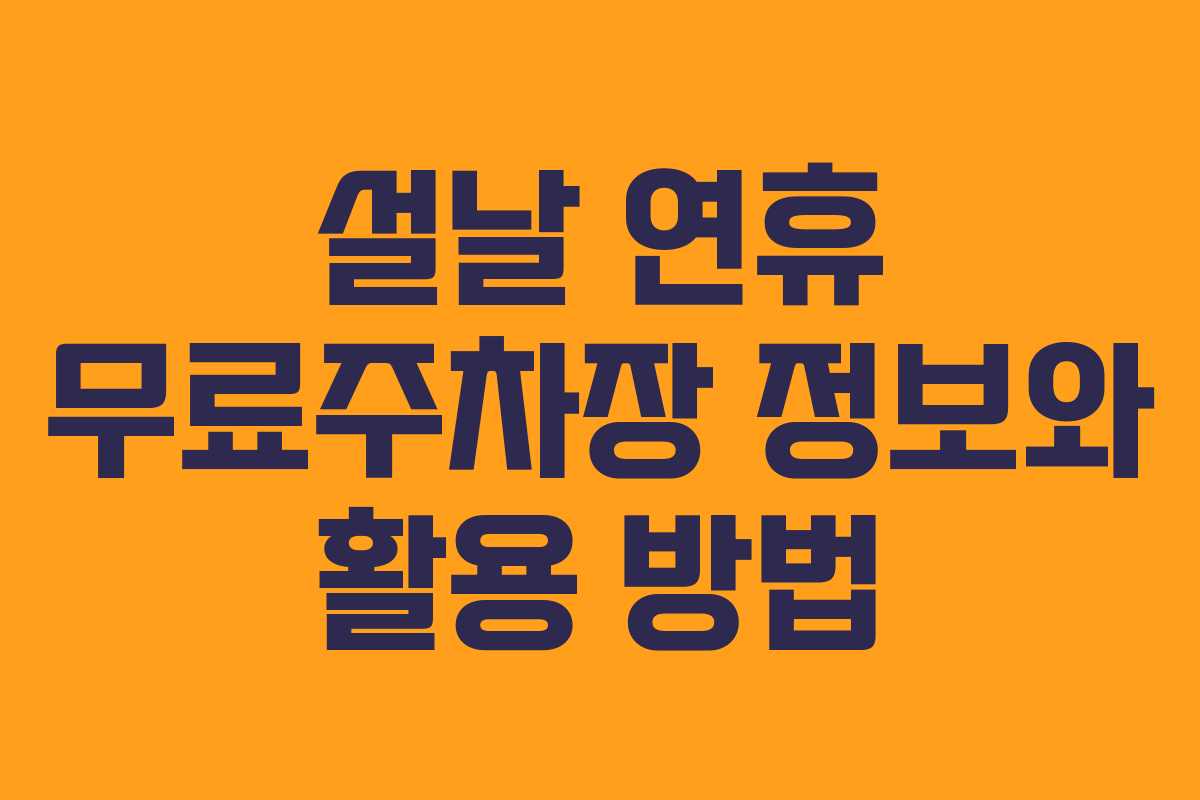 설날 연휴 무료주차장 정보와 활용 방법 설날 연휴 무료주차장 정보와 활용 방법
