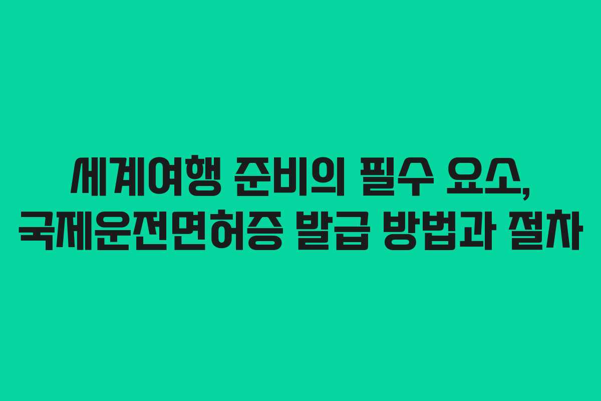 세계여행 준비의 필수 요소, 국제운전면허증 발급 방법과 절차