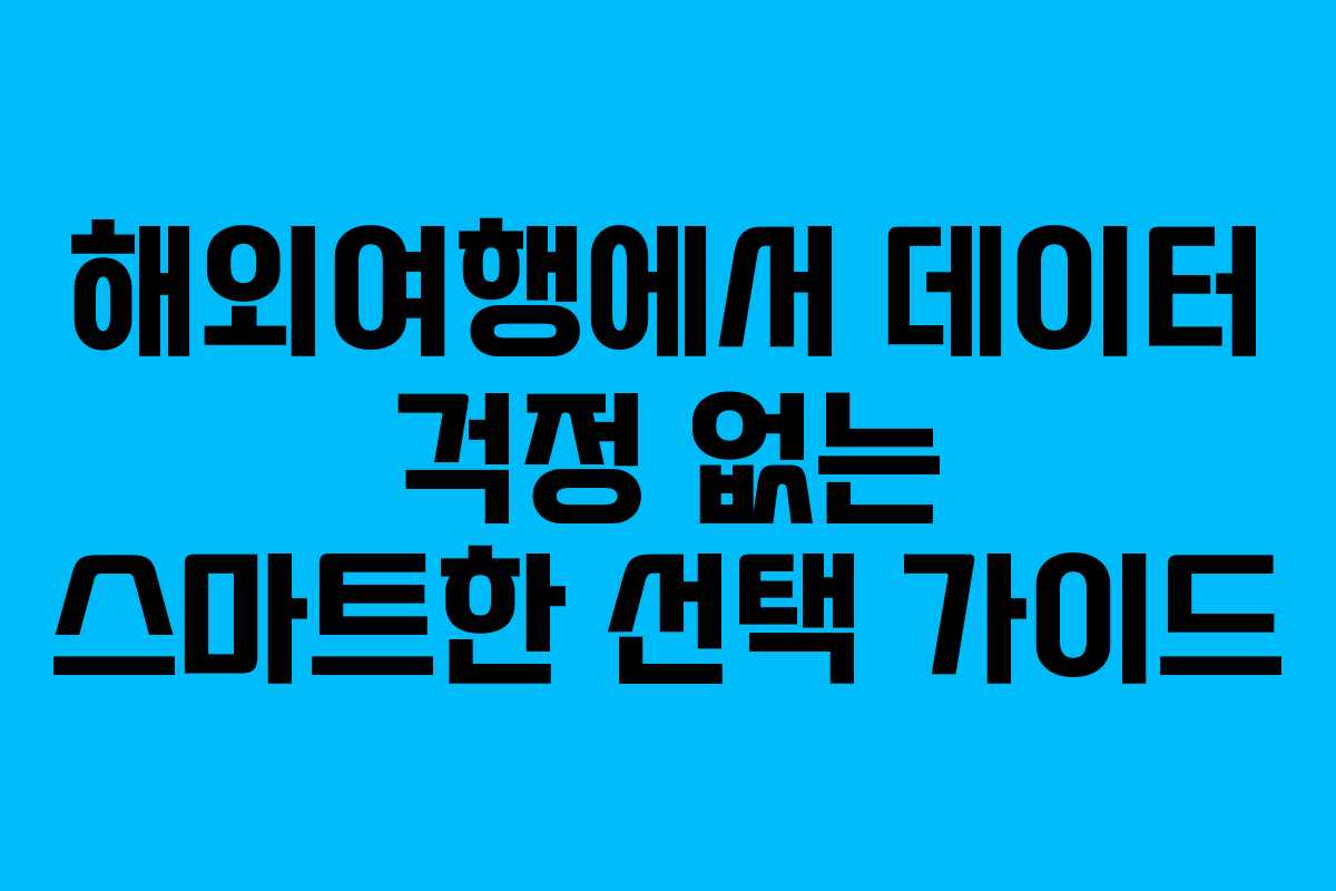 해외여행에서 데이터 걱정 없는 스마트한 선택 가이드
