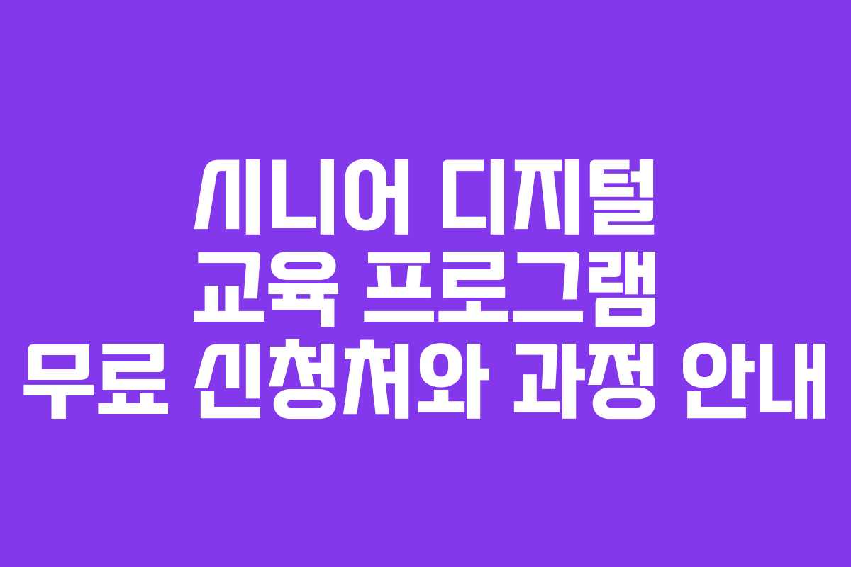 시니어 디지털 교육 프로그램 무료 신청처와 과정 안내