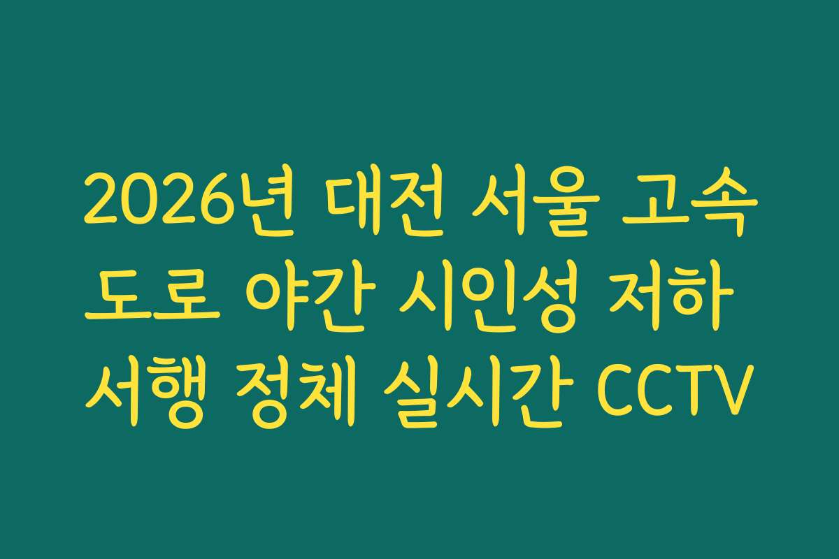 2026년 대전 서울 고속도로 야간 시인성 저하 서행 정체 실시간 CCTV 2026년 대전 서울 고속도로 야간 시인성 저하 서행 정체 실시간 CCTV
