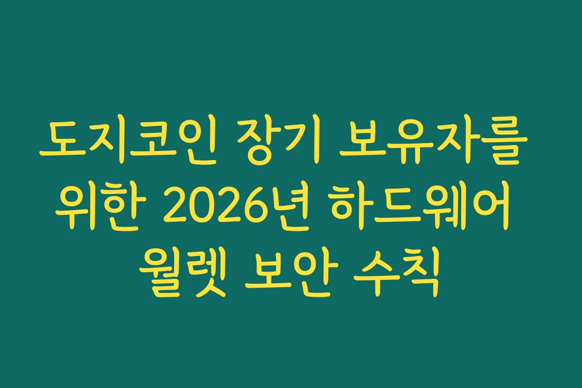 도지코인 장기 보유자를 위한 2026년 하드웨어 월렛 보안 수칙