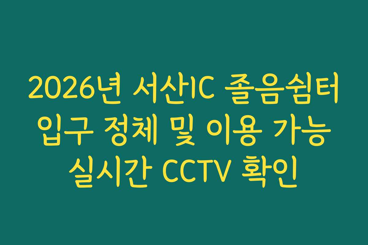 2026년 서산IC 졸음쉼터 입구 정체 및 이용 가능 실시간 CCTV 확인