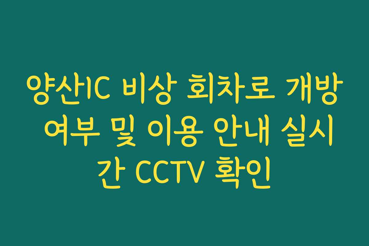 양산IC 비상 회차로 개방 여부 및 이용 안내 실시간 CCTV 확인 양산IC 비상 회차로 개방 여부 및 이용 안내 실시간 CCTV 확인