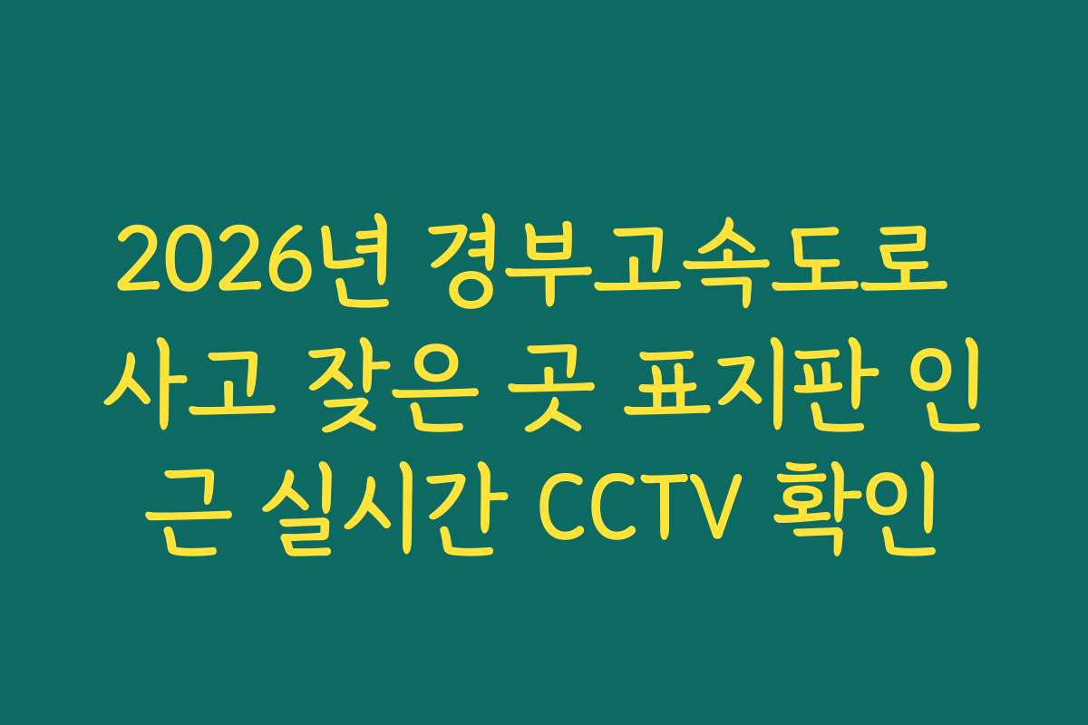 2026년 경부고속도로 사고 잦은 곳 표지판 인근 실시간 CCTV 확인 2026년 경부고속도로 사고 잦은 곳 표지판 인근 실시간 CCTV 확인