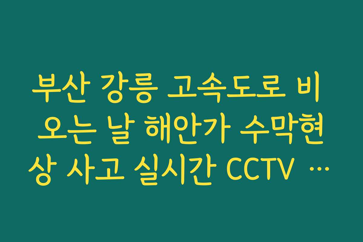 부산 강릉 고속도로 비 오는 날 해안가 수막현상 사고 실시간 CCTV 확인