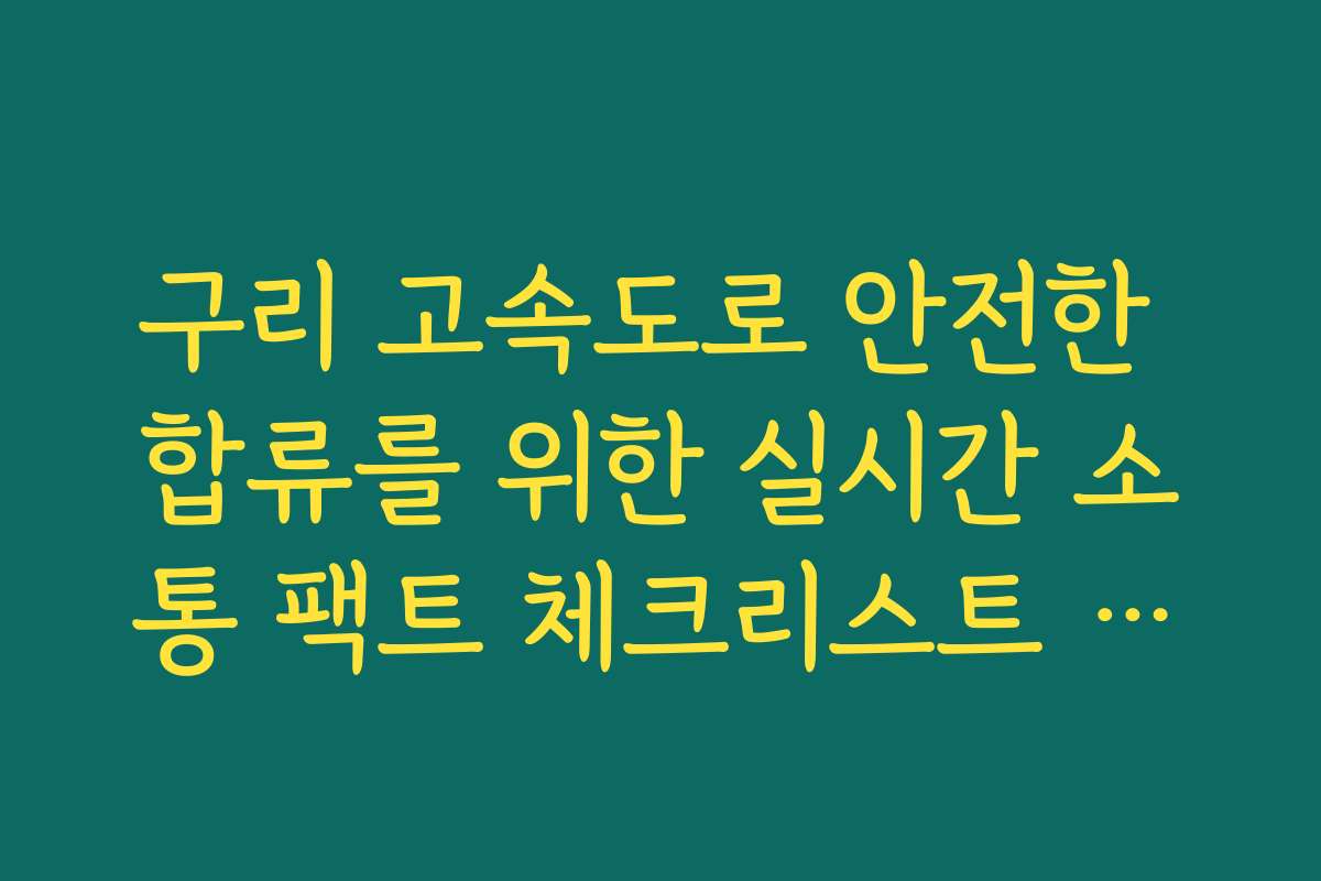구리 고속도로 안전한 합류를 위한 실시간 소통 팩트 체크리스트 확인
