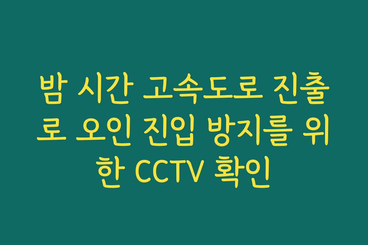 밤 시간 고속도로 진출로 오인 진입 방지를 위한 CCTV 확인 밤 시간 고속도로 진출로 오인 진입 방지를 위한 CCTV 확인