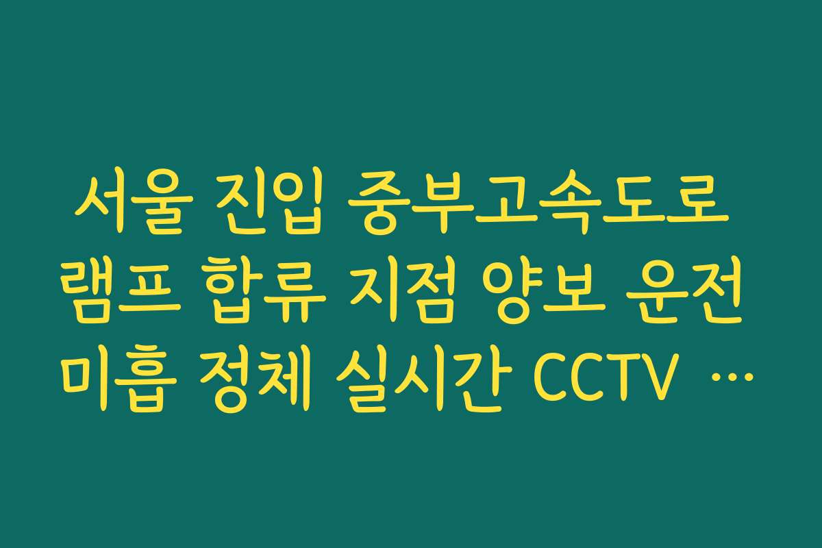 서울 진입 중부고속도로 램프 합류 지점 양보 운전 미흡 정체 실시간 CCTV 확인 서울 진입 중부고속도로 램프 합류 지점 양보 운전 미흡 정체 실시간 CCTV 확인