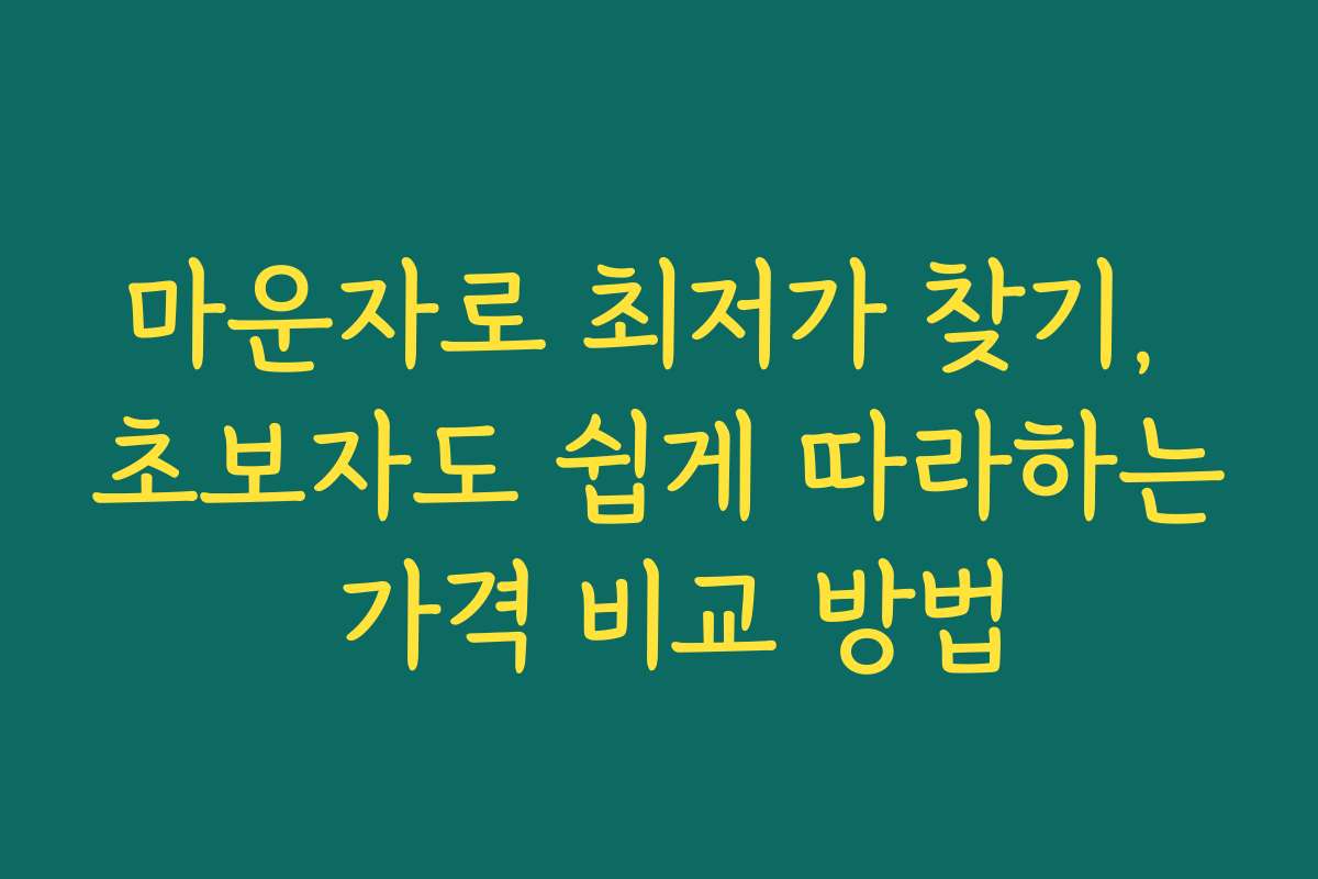 마운자로 최저가 찾기, 초보자도 쉽게 따라하는 가격 비교 방법