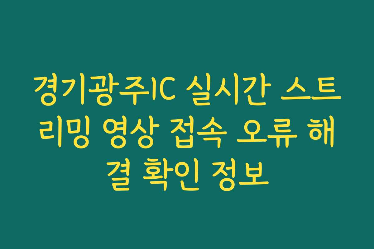 경기광주IC 실시간 스트리밍 영상 접속 오류 해결 확인 정보 경기광주IC 실시간 스트리밍 영상 접속 오류 해결 확인 정보
