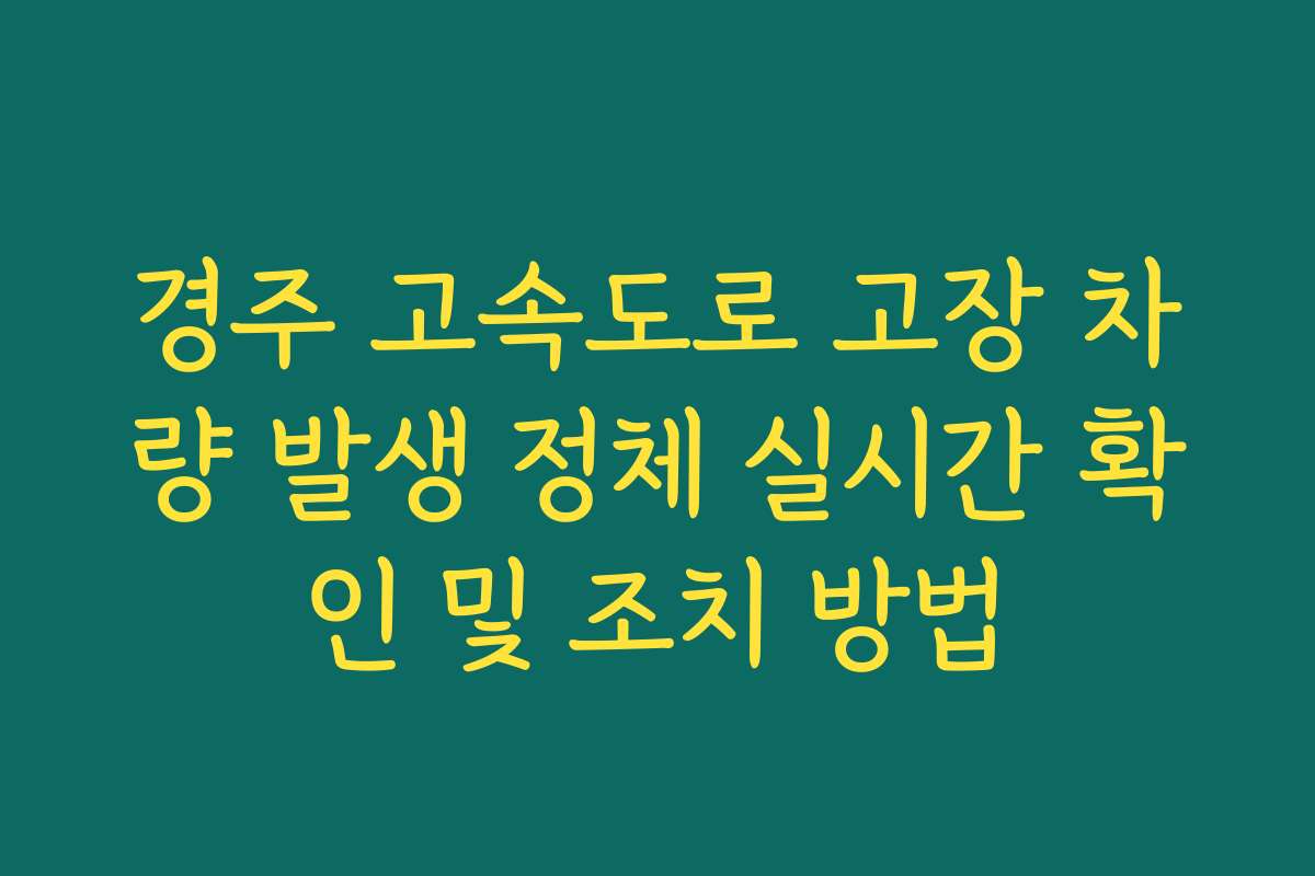 경주 고속도로 고장 차량 발생 정체 실시간 확인 및 조치 방법 경주 고속도로 고장 차량 발생 정체 실시간 확인 및 조치 방법