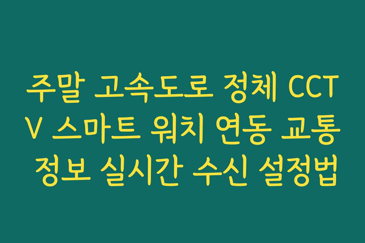 주말 고속도로 정체 CCTV 스마트 워치 연동 교통 정보 실시간 수신 설정법 주말 고속도로 정체 CCTV 스마트 워치 연동 교통 정보 실시간 수신 설정법