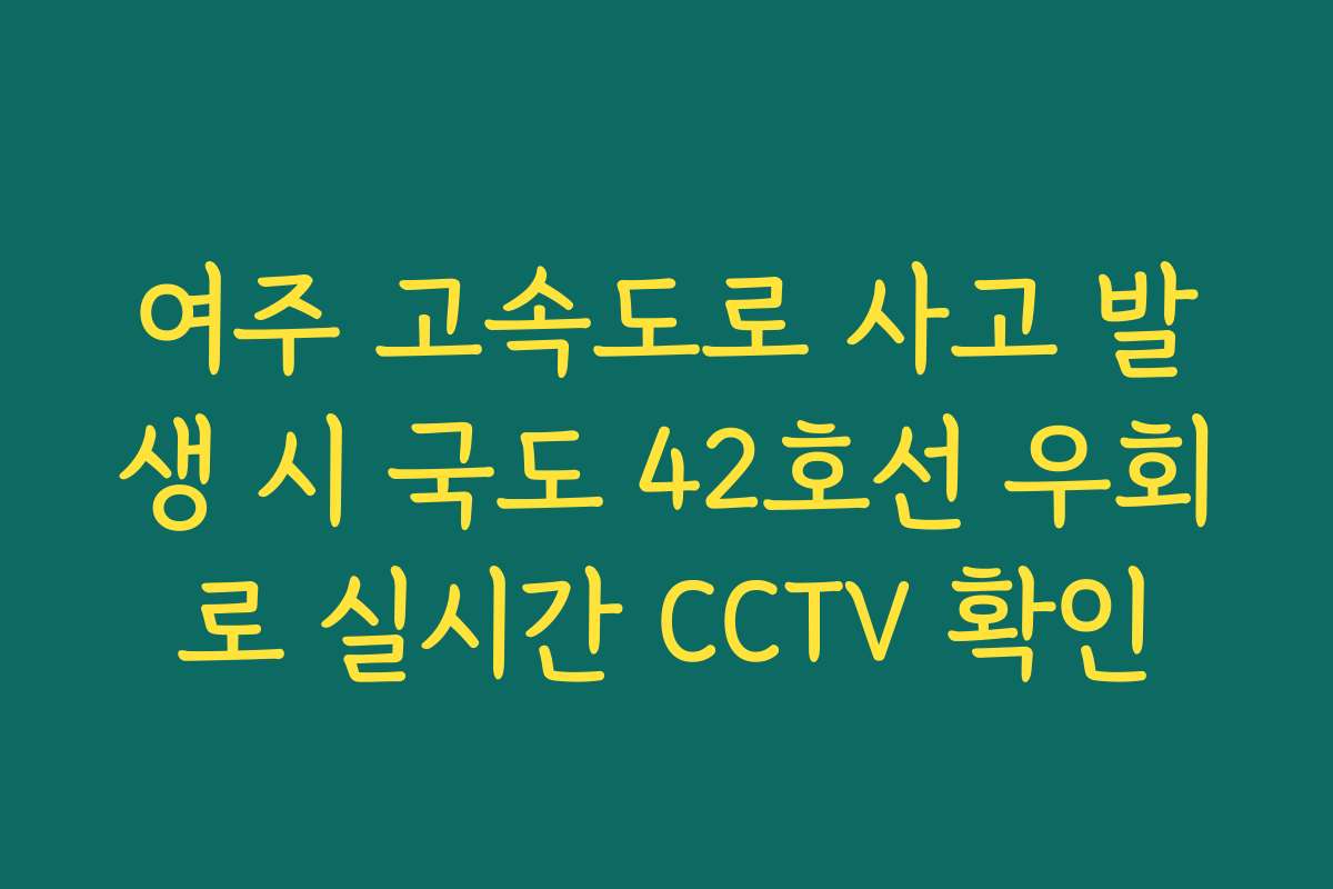 여주 고속도로 사고 발생 시 국도 42호선 우회로 실시간 CCTV 확인